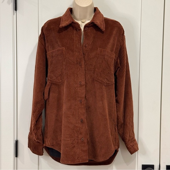 Aritzia Sunday Best Tilly Shirt Jacket Corduroy Oversized Brown Size 2 Boho Chic - Picture 6 of 13